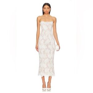 V. Chapman-Capulet Midi Dress in White Chantilly Lace